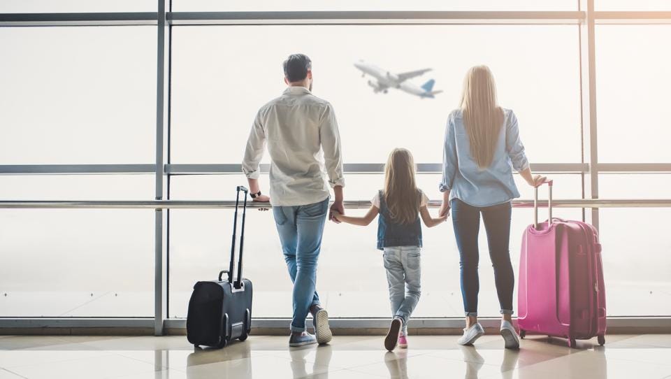 Family waiting at the airport