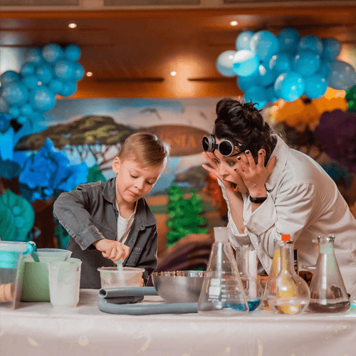 group childcare event. science projects.