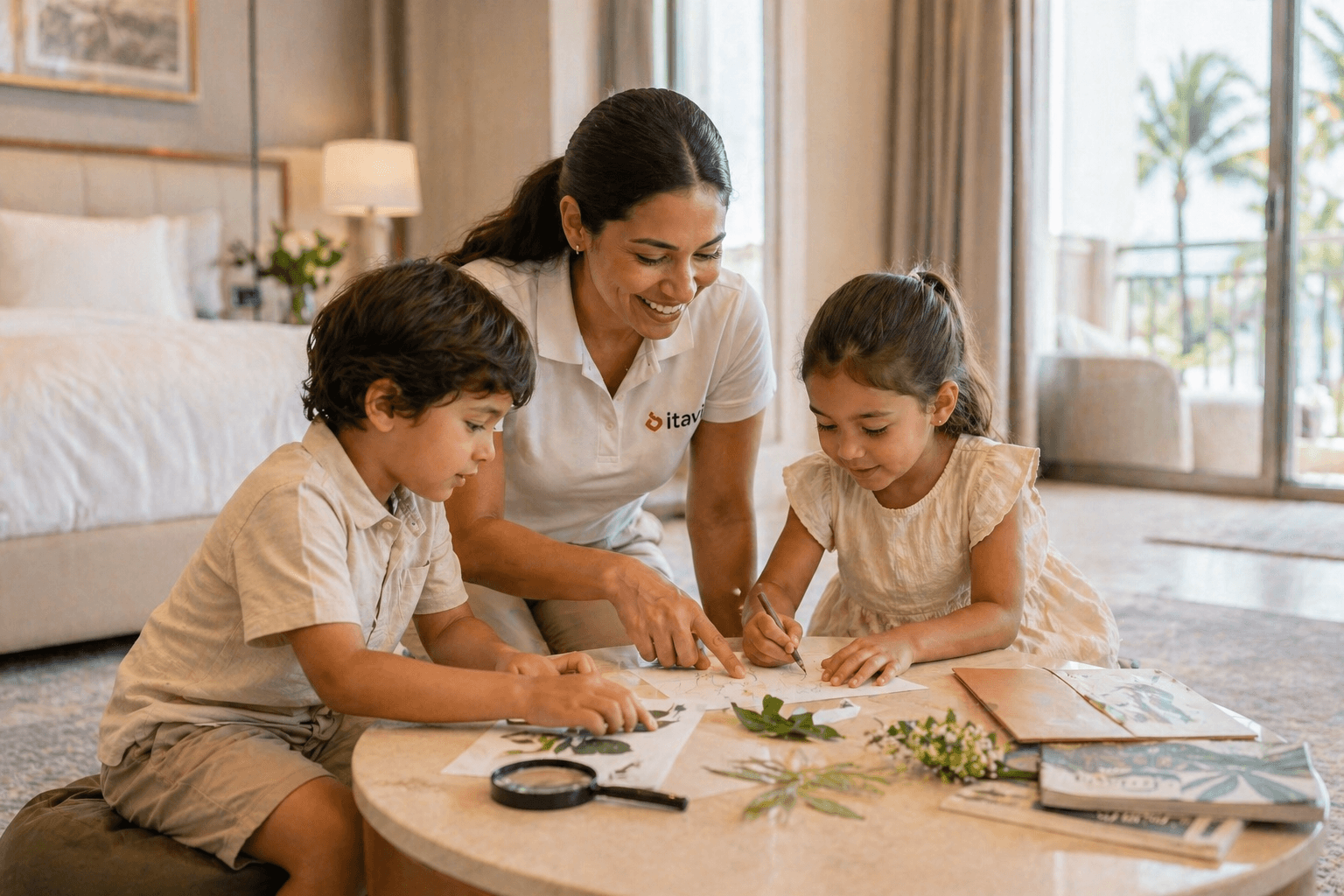 Booking premium trusted child care in your hotel room.